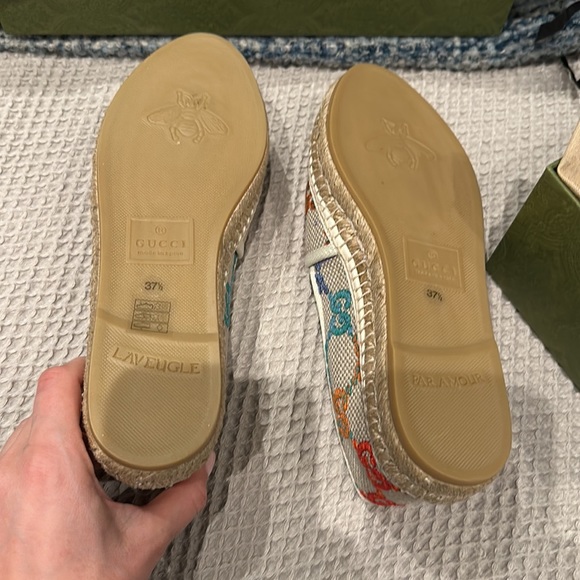 Gucci Rainbow Multicolor psychedelic mini gg espadrilles size 37.5 - Picture 2 of 6